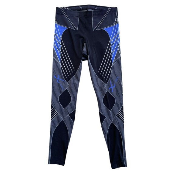 CW-X Pants - 🏃‍♂️ CW-X Stabilyx Running Leggings L Blue Black Compression Spandex